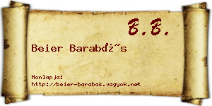 Beier Barabás névjegykártya